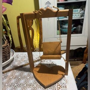 Vintage Wooden Heart doll Swing Decor farmhouse Cottagecore